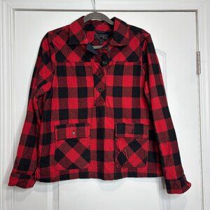 J Crew Black and Red Checkered Flannel Pullover Top Size Small